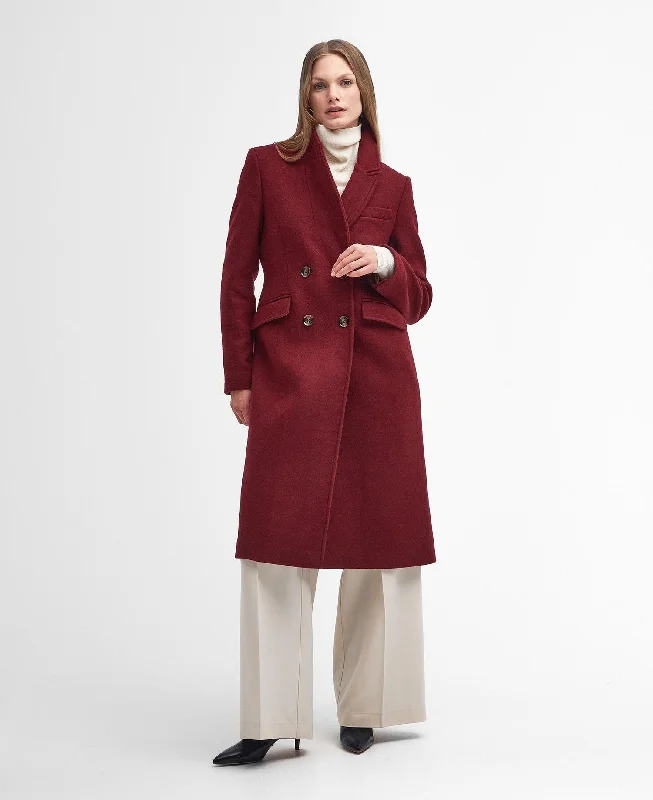 Barbour Marylin Tailored Wool Coat in Burgundy Casual Denim Jacket