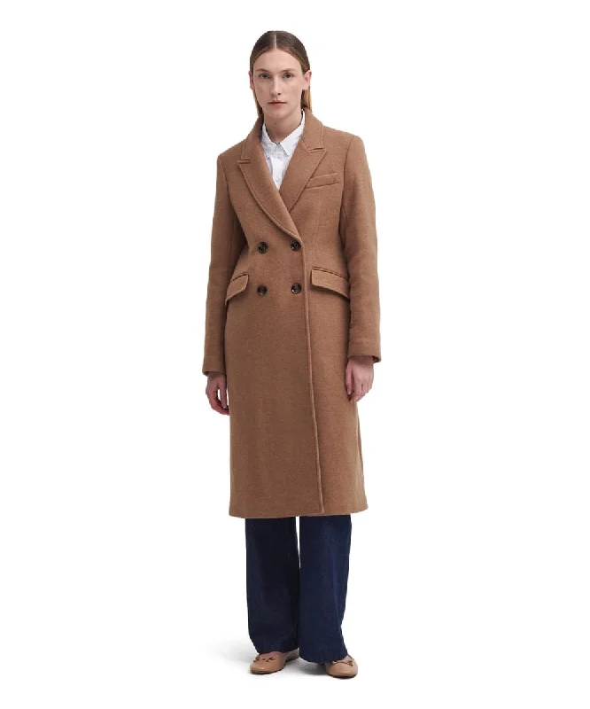 Barbour Marylin Tailored Wool Coat in Camel Quilted Puffer Jacket