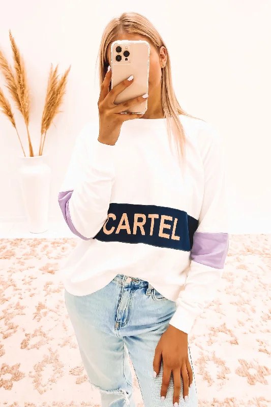 Matilda Sweater Navy Lilac Hooded Sweater Collared Sweater Shawl Collar