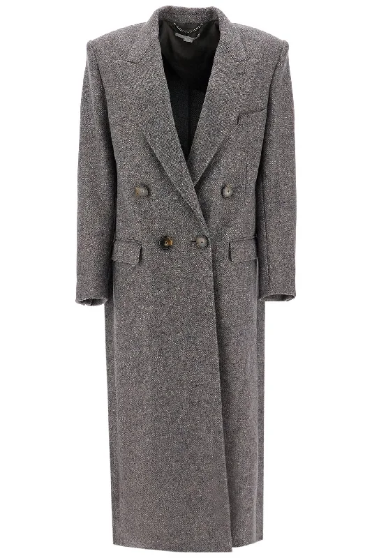 Maxi Tweed Coat In Cropped Fleece Jacket