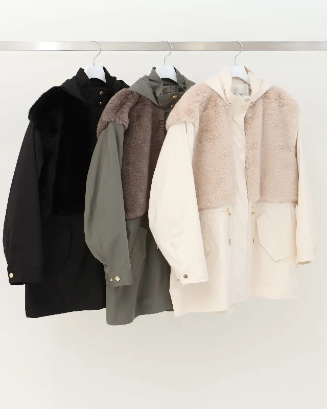 hooded boa docking coat Quilted Hybrid Jacket
