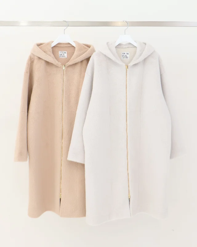 hooded far coat Longline Wool Coat