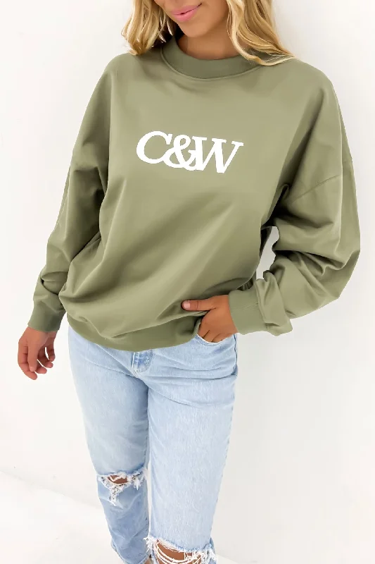 Nina Sweater Khaki Terry Blend Velvet Blend Canvas Blend