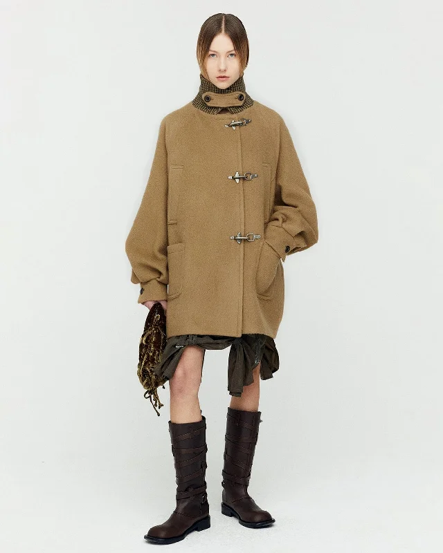 OVERSIZED PEA COAT awa659w(CAMEL) Soft Thermal Overcoat