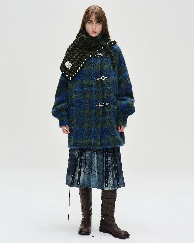 OVERSIZED PEA COAT awa660w(BLUE) Thick Layered Jacket