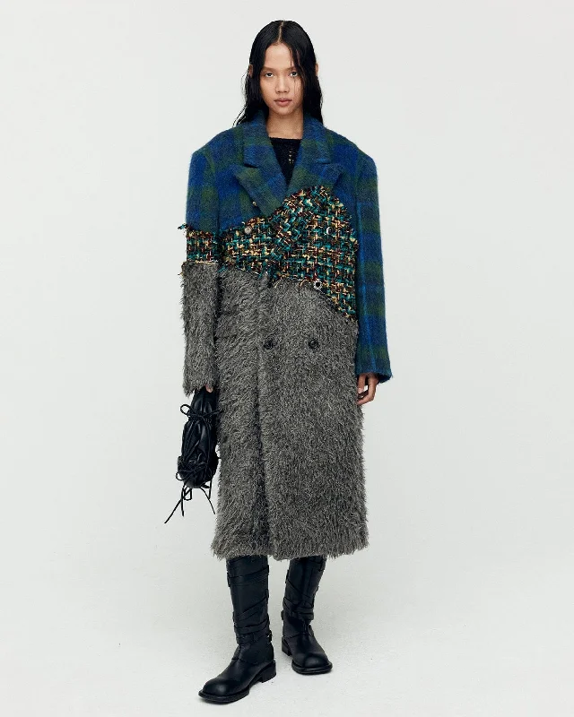 PANNI CUSTOM-LIKE COAT awa656w(BLUE) Fur-Trimmed Winter Coat