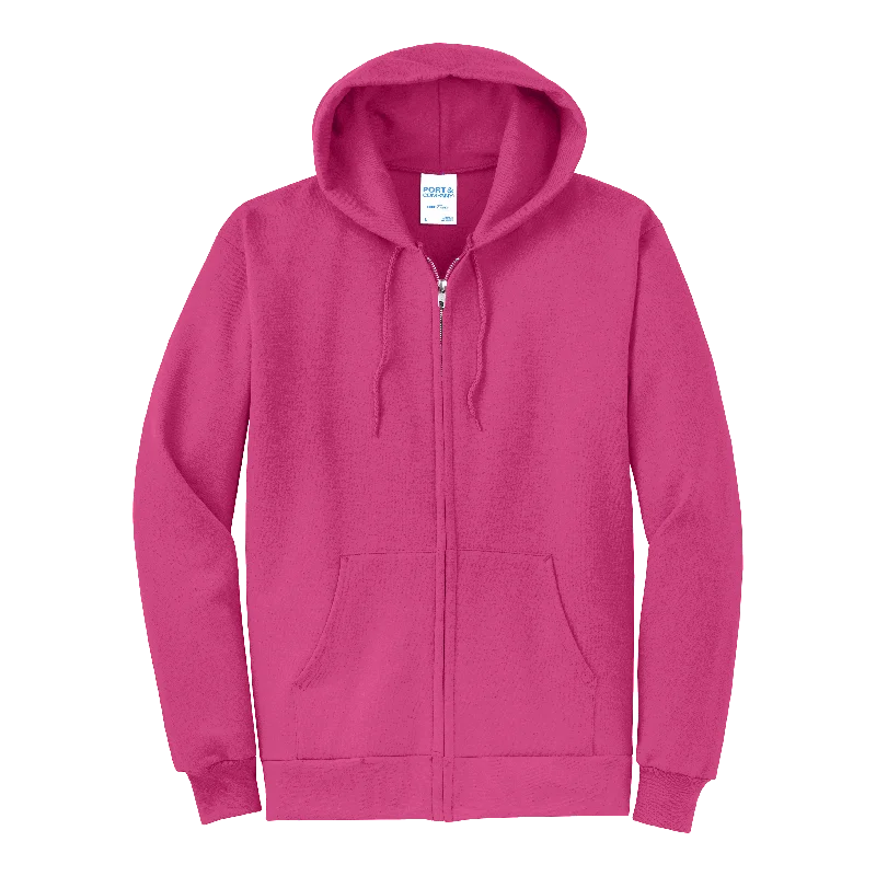 PC78ZH Core Fleece Full-Zip Hooded Sweatshirt Hoodie with Front Slit Layering Stylish