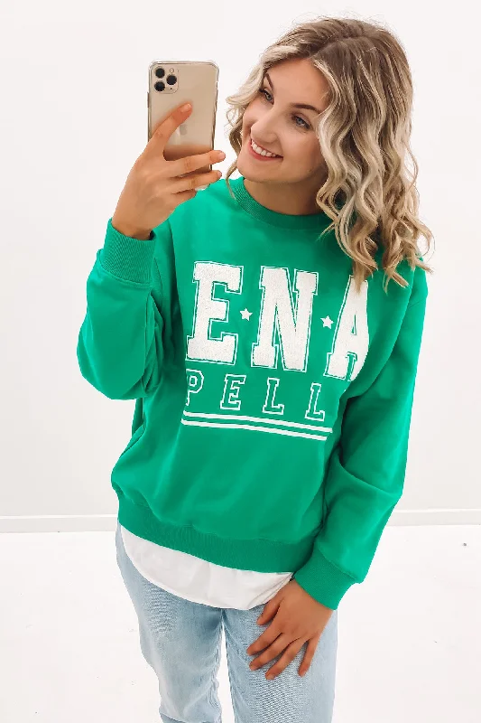 Pelly Gang Sweater Evergreen Solid Color Striped Floral Print