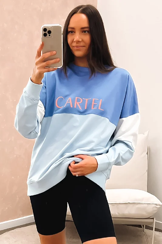 Peta Sweater Ice Blue Steel Welt Pockets Slit Pockets Flap Pockets