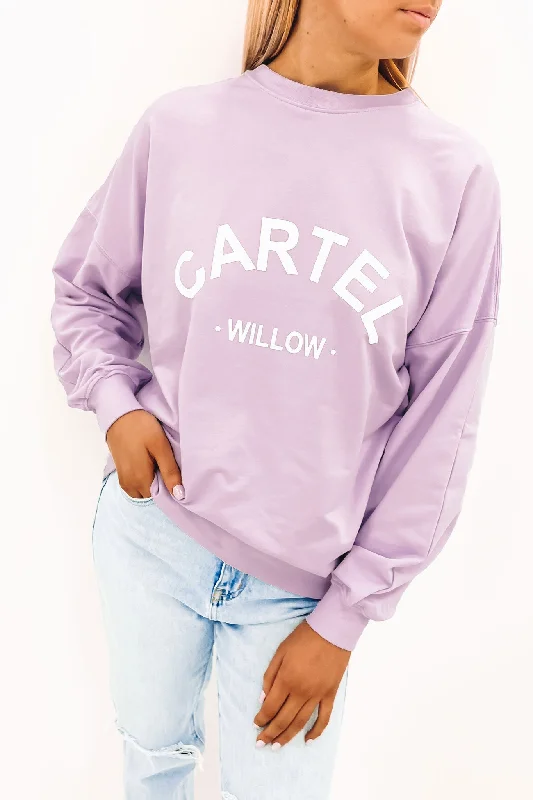 Piper Sweater Lilac Graphic Sweater Embroidered Appliqued