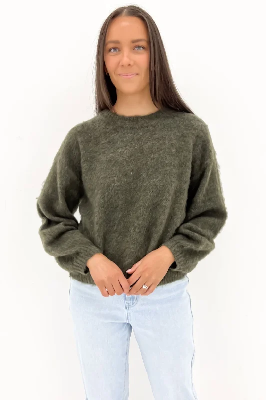 Prepped Sweater Dark Army Elegant Classic Vintage