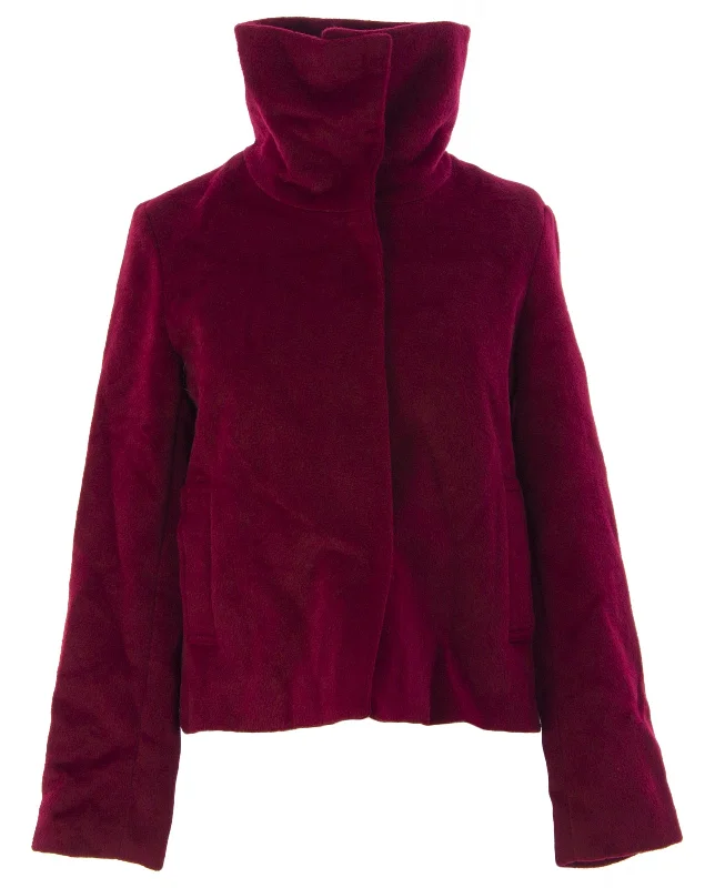 PRIORITIES Women's Red High Neck Snap Closed Coat #P51795 $219 NEW Oversized Teddy Coat