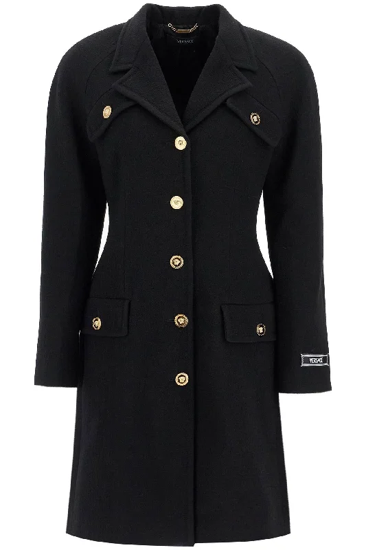 VERSACE raglan crepe coat Plush Faux Fur Bolero