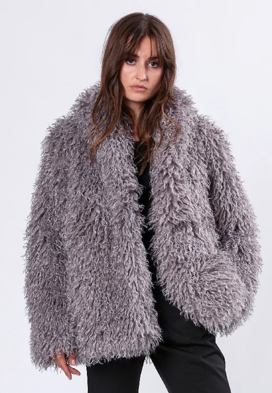 RELAX LIGHT GREY COAT Casual Open-Front Coat