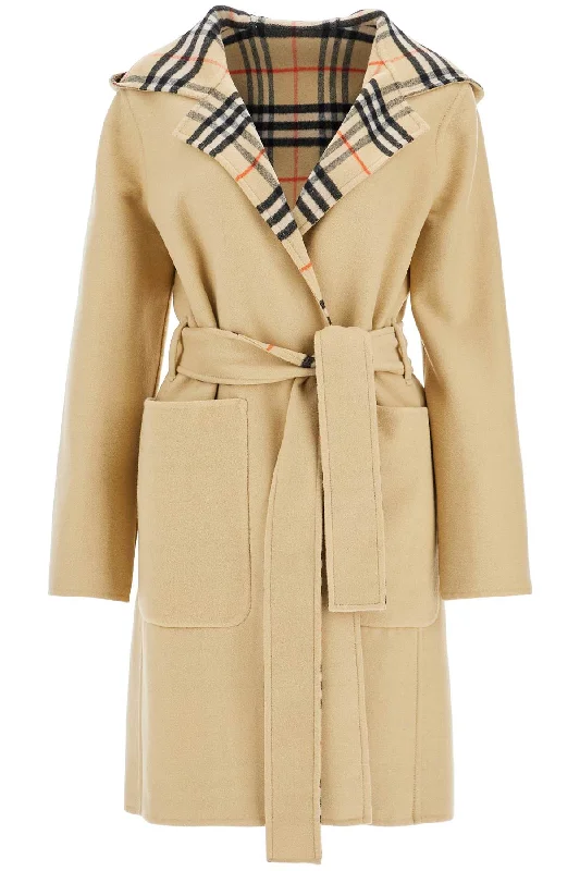 Reversible Wool Coat With Lap Cropped Tweed Jacket