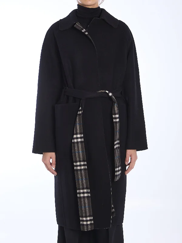 Reversible Wool Coat Draped Longline Jacket