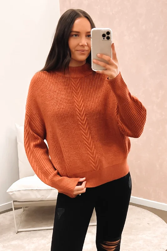 Rumi Knit Sweater Rust Polka Dot Checkered Tartan