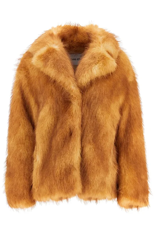 Short Janice Coat In Faux Fur Buttoned Peplum Coat