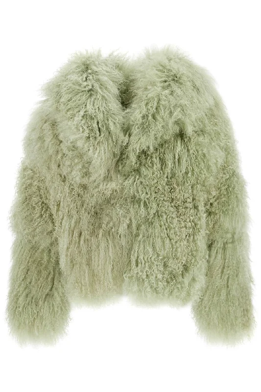 THE ATTICO short oversized mongolian fur coat Structured Wool Blazer