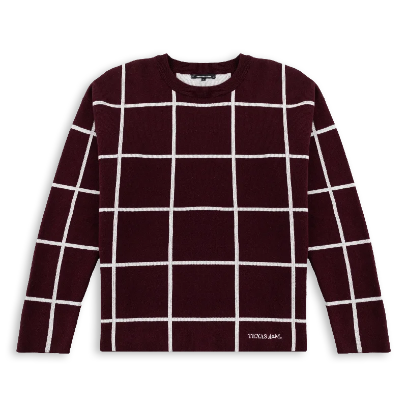 Texas A&M Maroon and White Grid Sweater Elasticated Padded Insulated