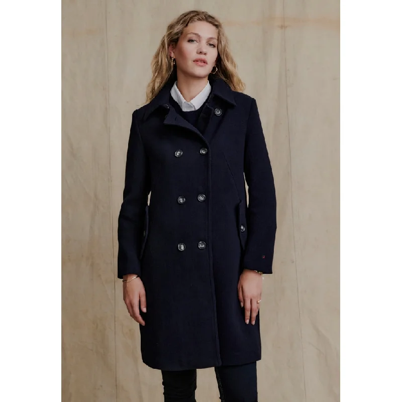 Sylva Coat - Dark Navy Fitted Faux Suede Blazer