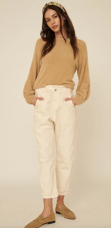 Taupe Fuzzy Sweater Thin Thick Dense