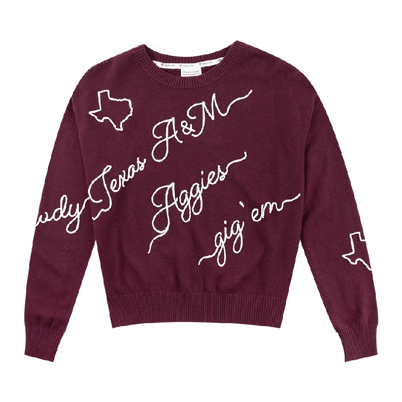 Texas A&M KADYLUXE Love Note Sweater Toggled Drawstring Belted