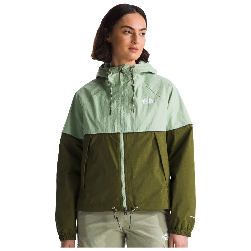 The North Face Women's Novelty Antora Rain Hoodie in Misty Sage Forest Olive Hoodie with Hidden Zipper Minimalist Clean