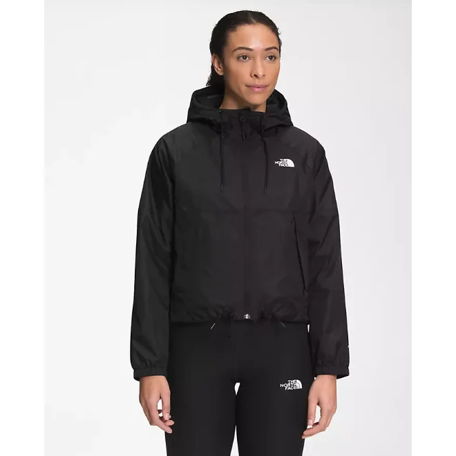 The North Face Women's Novelty Antora Rain Hoodie in TNF Black Hoodie with Exposed Zipper Edgy Industrial