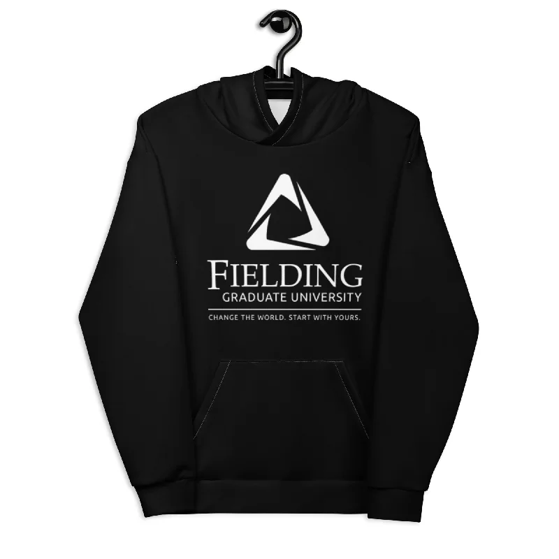 Unisex Eco-friendly Hoodie - Black | Fielding Logo Hoodie with Hem Elastic Stretchable Comfortable