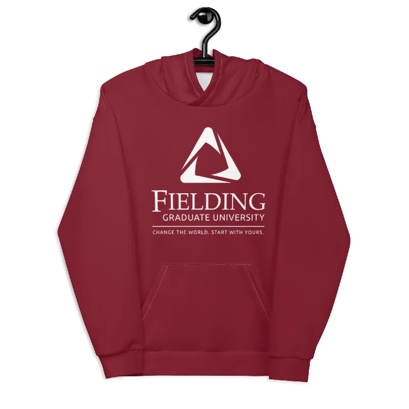 Unisex Eco-friendly Hoodie - Merlot | Fielding Logo Hoodie with Hem Embroidery Detailed Premium
