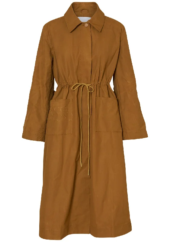 Vania Coat Ochre Luxe Satin Long Coat