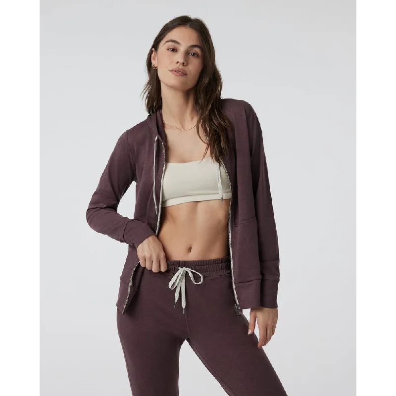 Vuori Women's Halo Performance Hoodie 2.0 in Elderberry Heather Hoodie with Drawstring Waist Adjustable Fitted