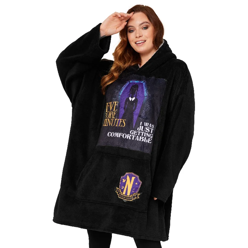 Wednesday Blanket Hoodie for Women and Teenagers - Black/Purple Hoodie with Pastel Soft Subtle