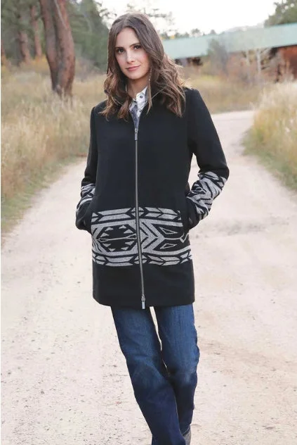 Women's Cruel Denim Walking Coat with Southwest Accent Insulated Snow Jacket