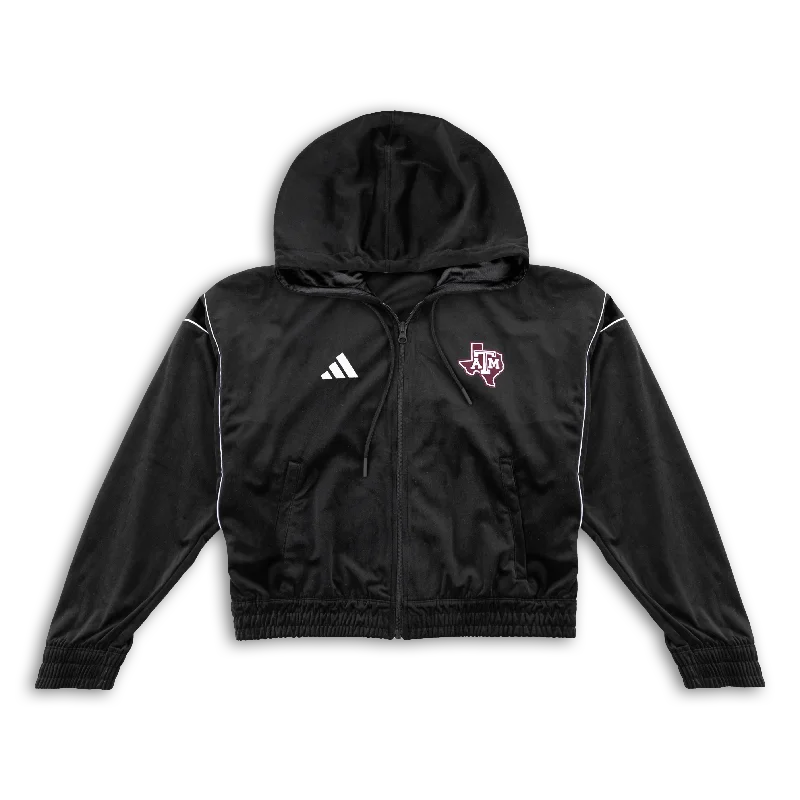 Texas A&M Adidas Women Full Zip Velour Hoodie Hoodie with Slim Fit Tailored Modern