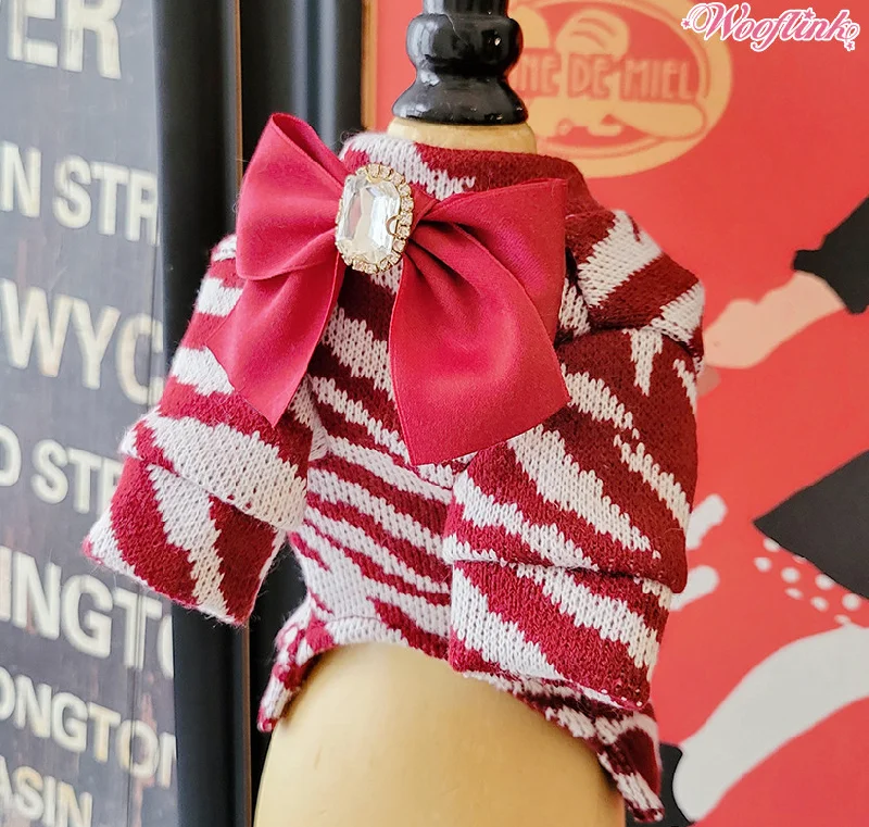 Wooflink Go Wild Sweater in Red Wine Plaid Sweater Polka Dot Checkered