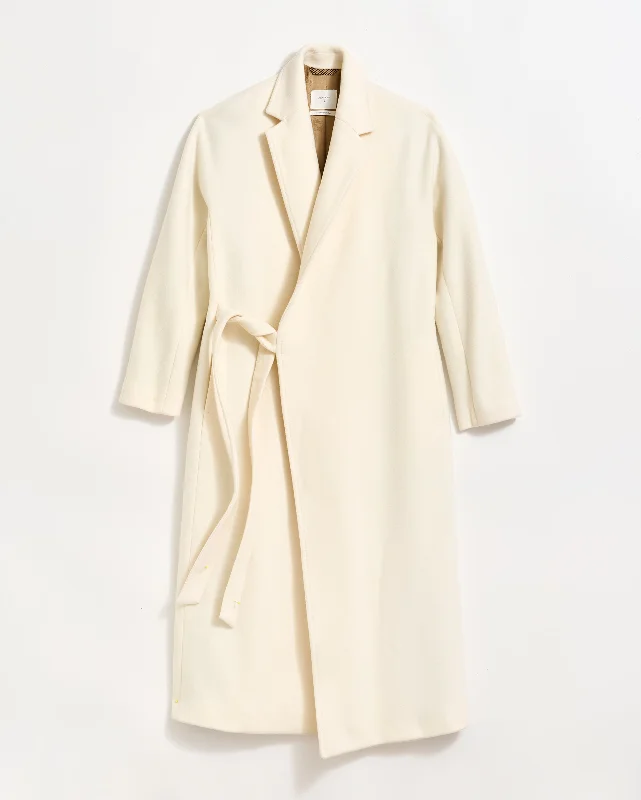 Wool Blend Wrap Coat Suede Fringe Jacket