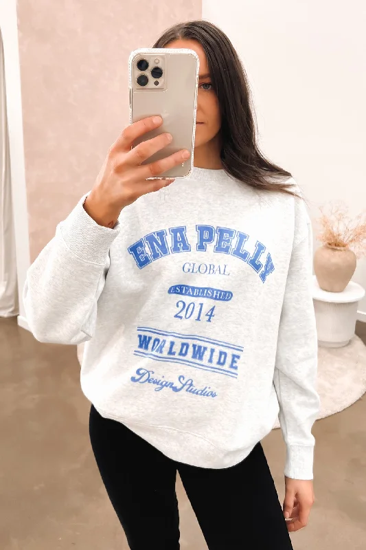 Worldwide Oversized Sweater White Marle Layered Multi-layer Single Layer