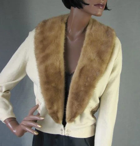 Women's Bernhard Altmann Sweater 50s Cashmere  Mink Collar Vintage Cropped M/L VFG Jersey Fabric Tulle Fabric Batik Fabric
