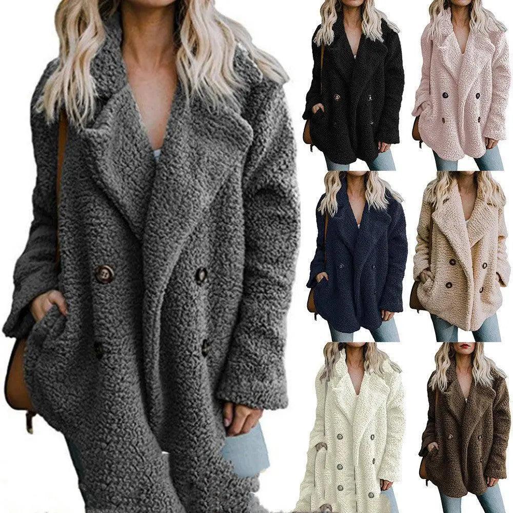 European And American Lamb Fleece Thickened Women's Sweater Wool Fabric Cashmere Fabric Tweed Fabric
