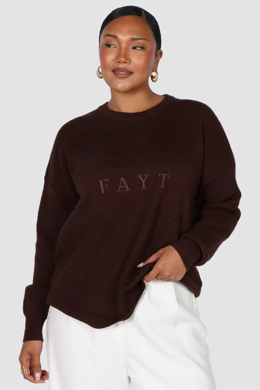 FAYT KNIT SWEATER CHOCOLATE Fitted Loose Oversized