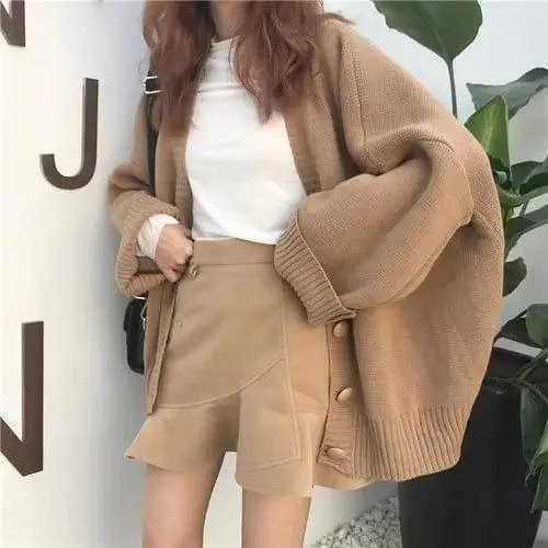 Loose knitted sweater coat Mesh Fabric Canvas Fabric Denim Fabric