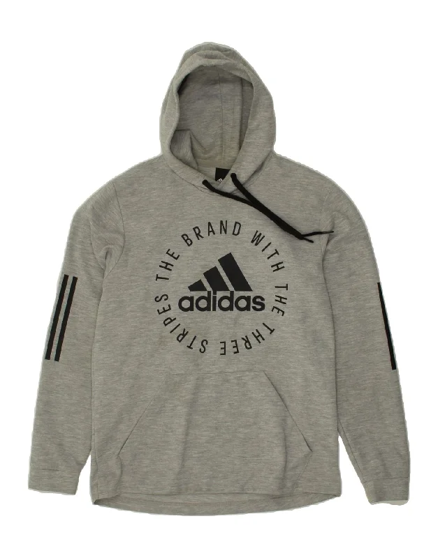 ADIDAS Mens Graphic Hoodie Jumper Medium Grey Polyester