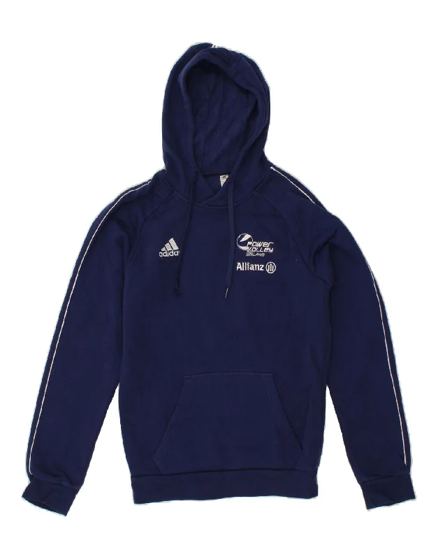 ADIDAS Mens Graphic Hoodie Jumper XS Navy Blue Cotton