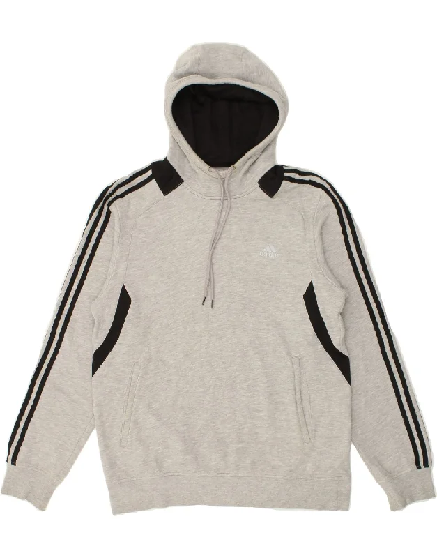 ADIDAS Mens Hoodie Jumper UK 44/46 Large Grey Cotton