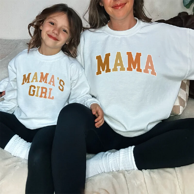 Autumn College Mama & Mama's Girl Matching White Sweatshirts