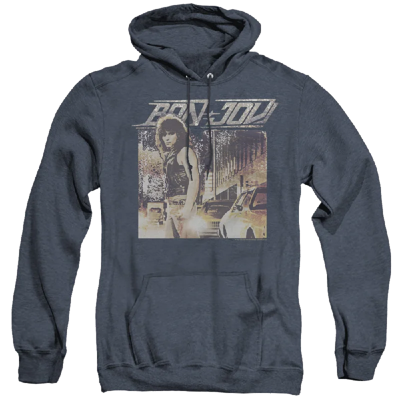 Bon Jovi Runaway Jon - Heather Pullover Hoodie Jewel Neck Pullover