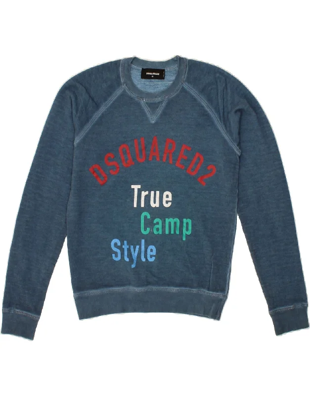 DSQUARED2 Mens Graphic Sweatshirt Jumper XS Blue Cotton