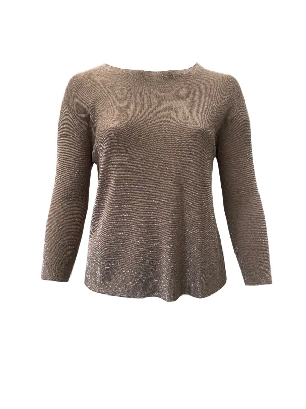 Marina Rinaldi Women's Beige Amare Pullover Sweater NWT Crew Neck Wool